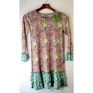 FLIT & FLITTER Dress Girls Sz 10 Floral Ruffled L/S Cottagecore Boho Colorful